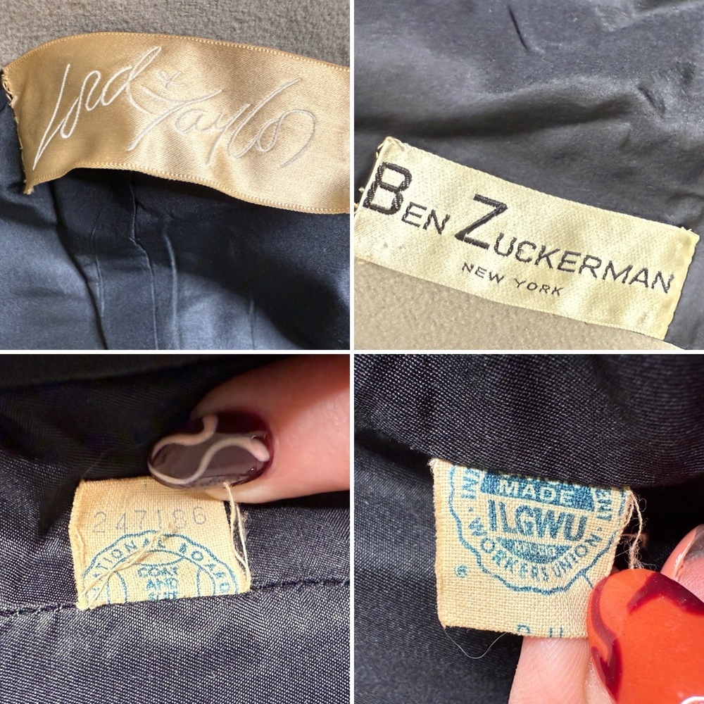 Ben Zuckerman for Lord & Taylor Vintage 1960s Wool Coat Taupe Fit & Flare Size 8 - Picture 8 of 15